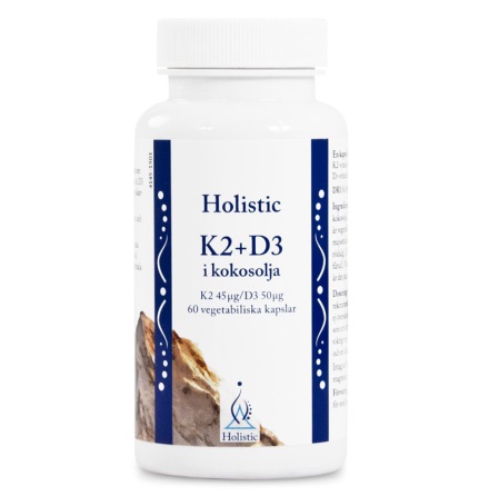 K2+D3-vitamin i kokosolja, kapslar från Holistic