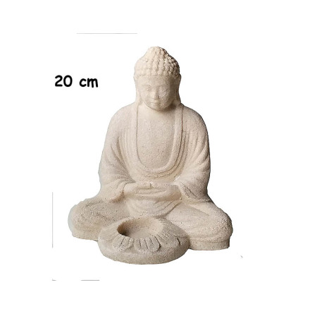 Buddhafigur ljushållare, 20 cm hög Vit