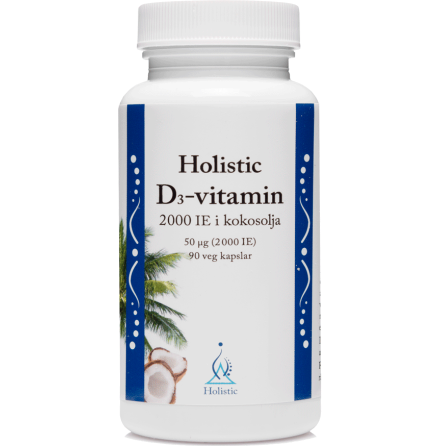 D3-vitamin i kokosolja, kapslar från Holistic 2000 ie