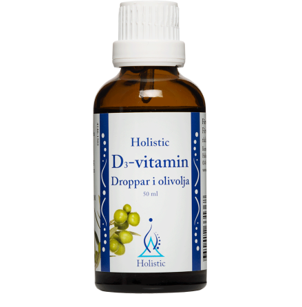 D3-vitamin i olivolja, droppar, Holsitic